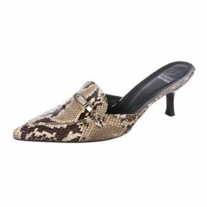 Stuart Weitzman Snakeskin Leather Kitten Heel Mule Size 9 EUC